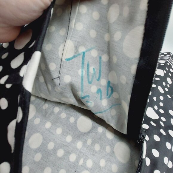 Anne Carson Skirt Skort Size 16 Black White Polka Dot Stripes Back Zipper - Picture 6 of 10